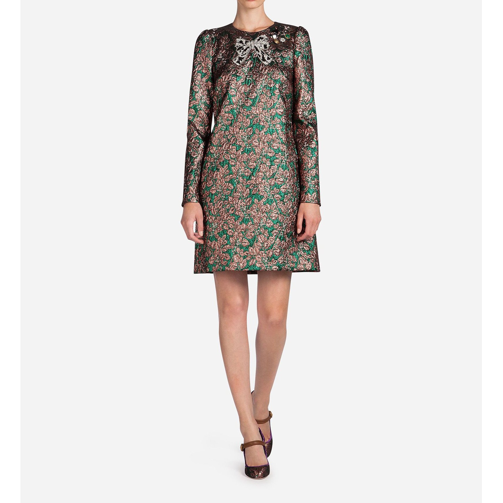 Rent Buy DOLCE & GABBANA Embellished Metallic Jacquard Mini Dress | MY  WARDROBE HQ