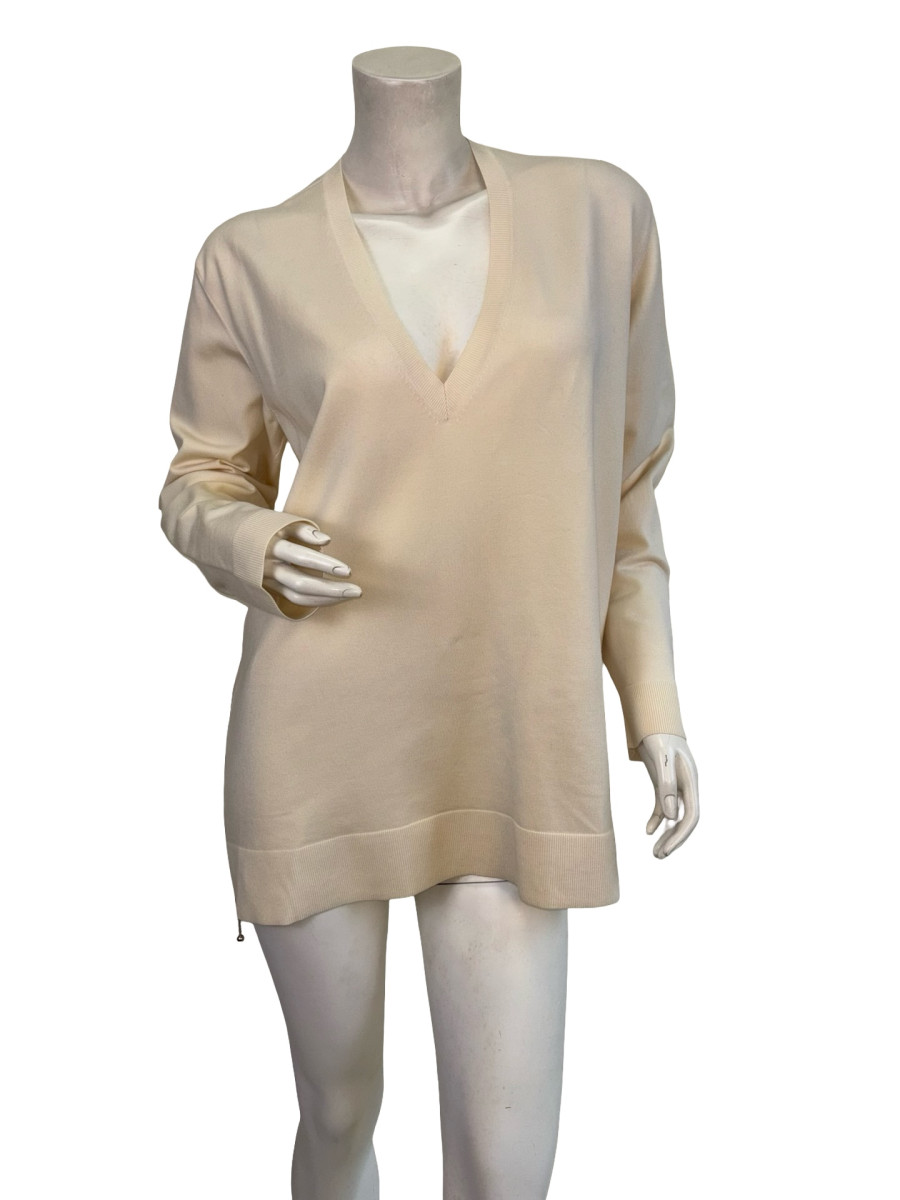 Louis Vuitton Cream Knit Zip Detail Jumper