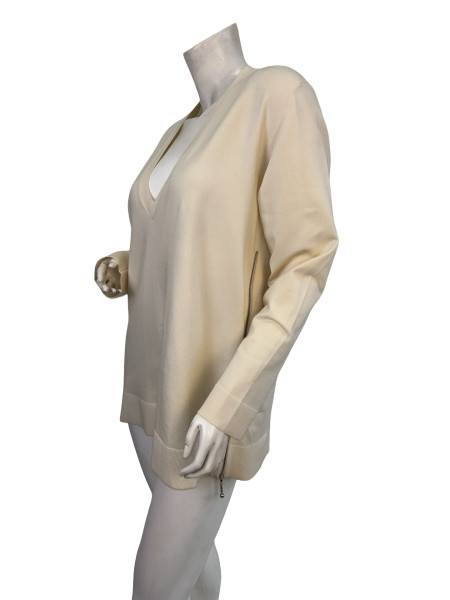 Louis Vuitton Cream Knit Zip Detail Jumper