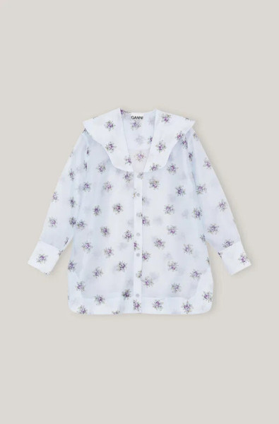 Ganni Responsible Blend Collared V-Neck Shirt