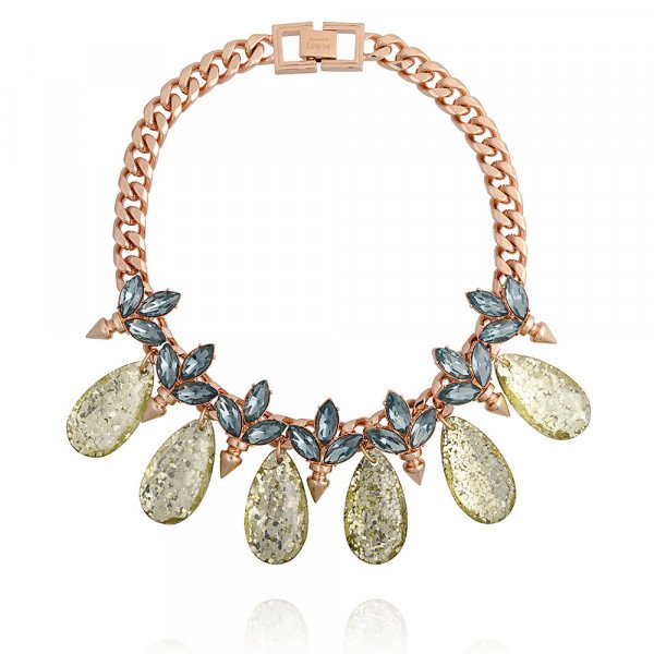 Rent Buy Mawi Spiked Glitter Crystal Leaf Necklace MY WARDROBE HQ