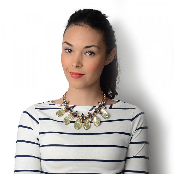 Mawi Spiked Glitter Crystal Leaf Necklace