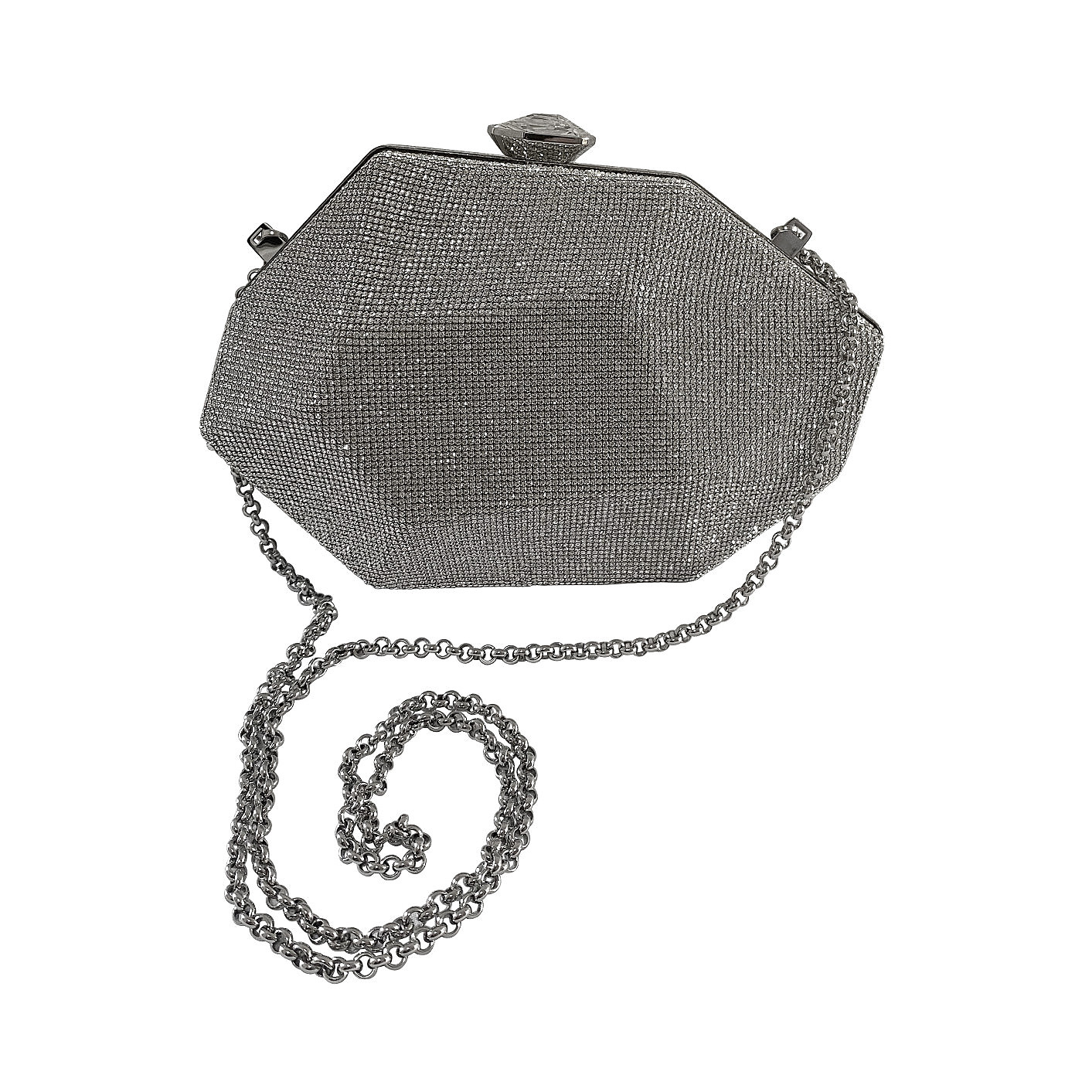 Atelier Swarovski Crystal geometric clutch with chain silver