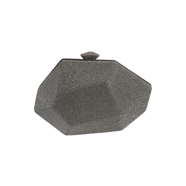 Atelier Swarovski Crystal geometric clutch with chain silver