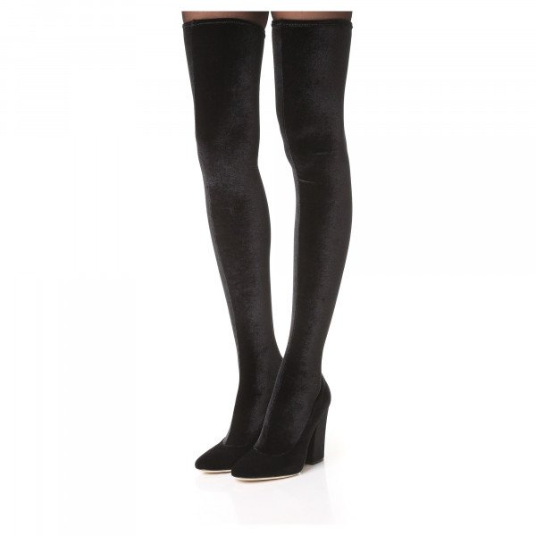 Sergio Rossi Virginia Velvet Over The Knee Boots