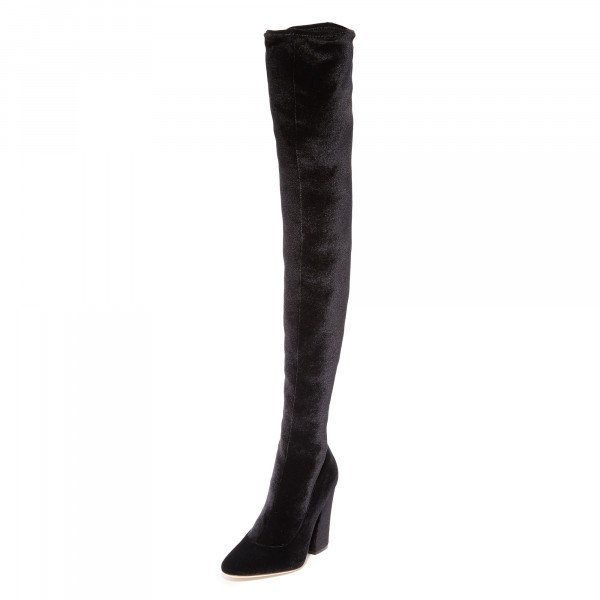 Sergio Rossi Virginia Velvet Over The Knee Boots