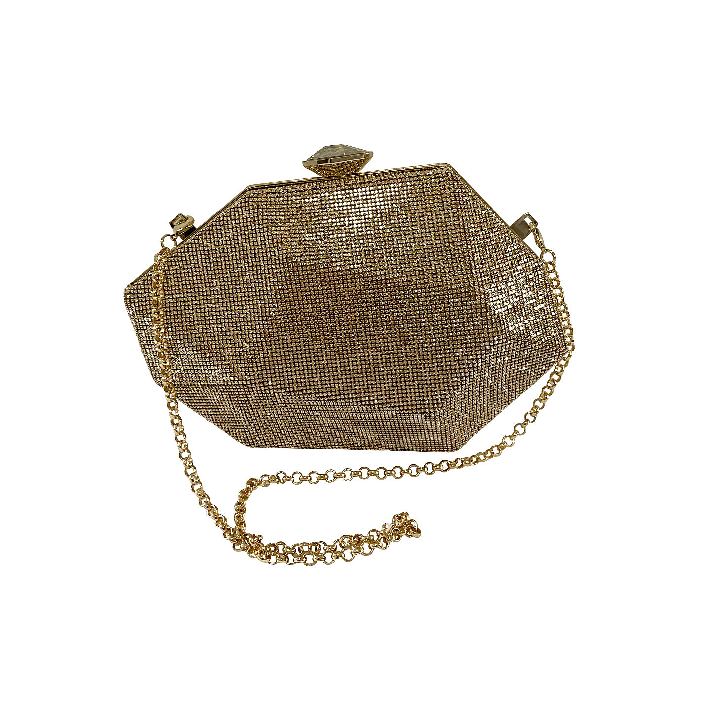 Atelier Swarovski Crystal geometric clutch with chain gold
