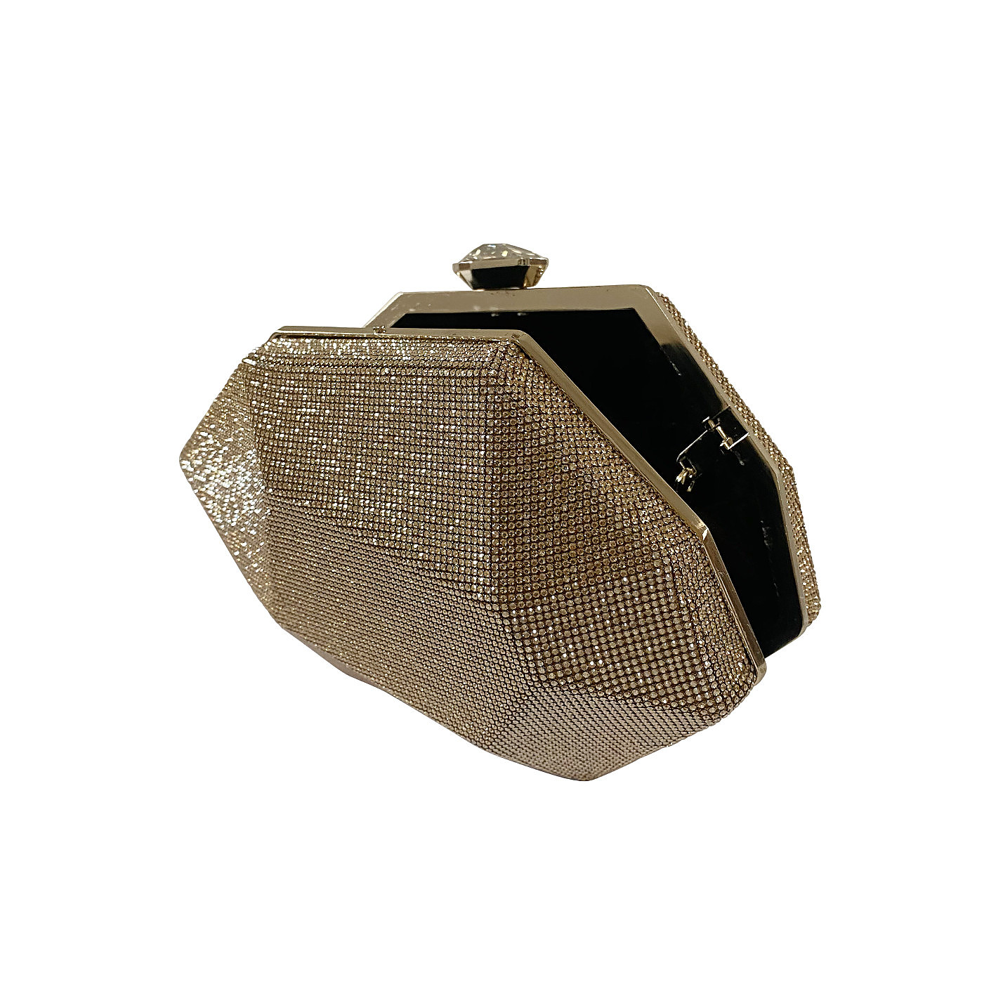Atelier Swarovski Crystal geometric clutch with chain gold