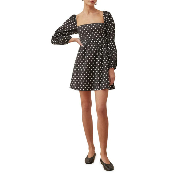 Reformation black polka dot dress top