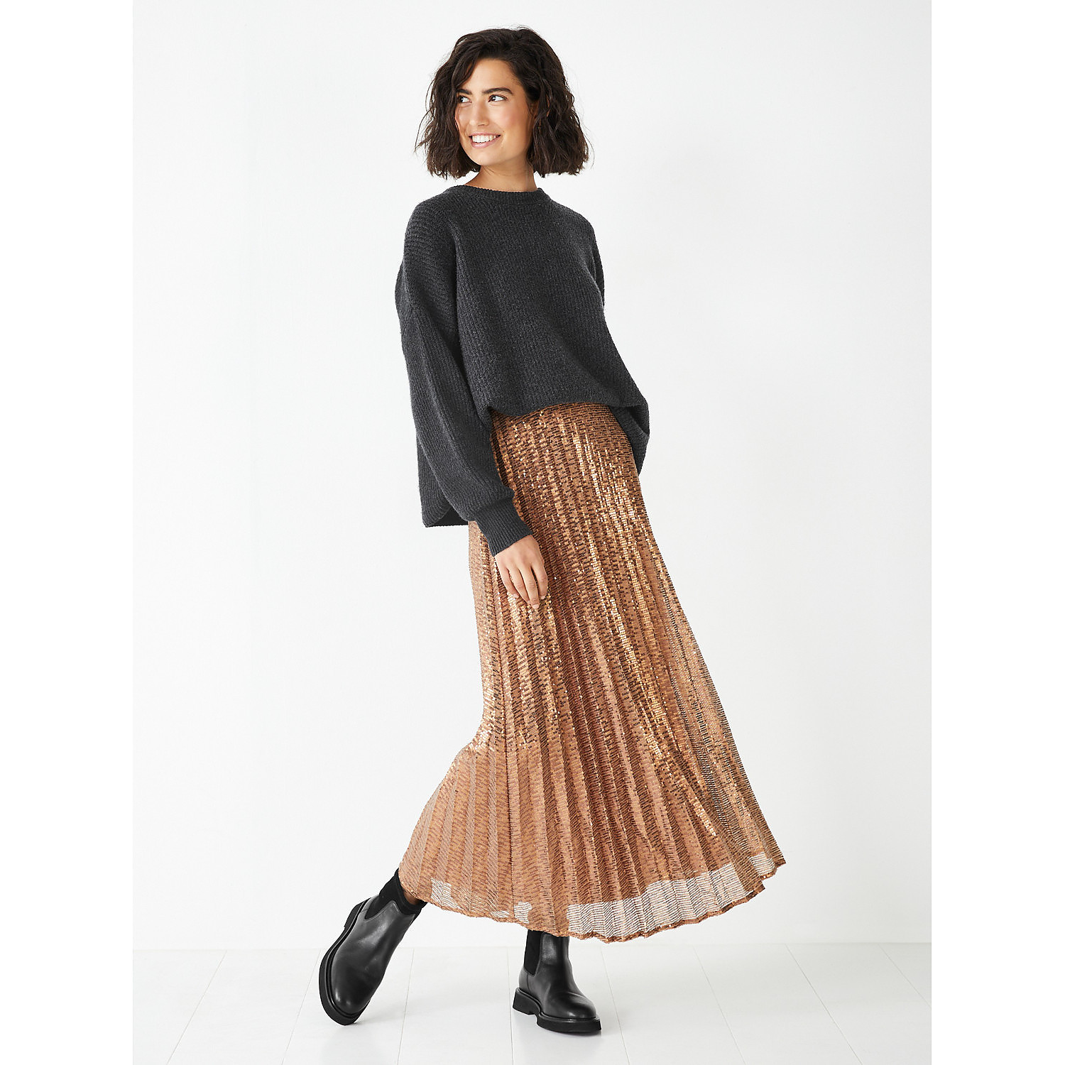 Hush Clio Metallic Pleated Sequin Skirt