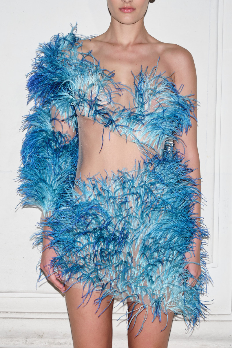 Maison Souraya L'autruche Bleue Dress