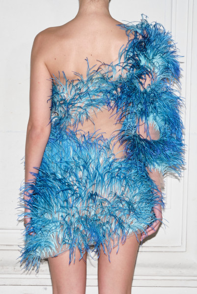 Maison Souraya L'autruche Bleue Dress