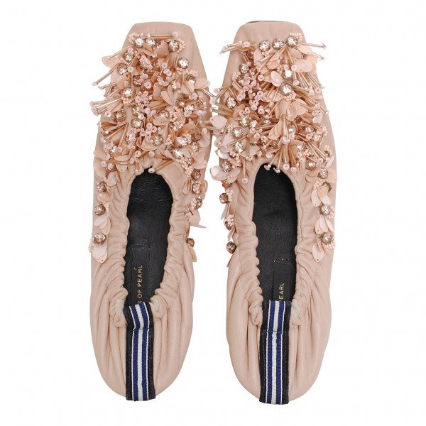 Mother of Pearl Embellished Ballet Flats