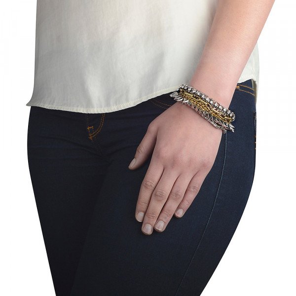Venna Multi Chain Spike Bracelet