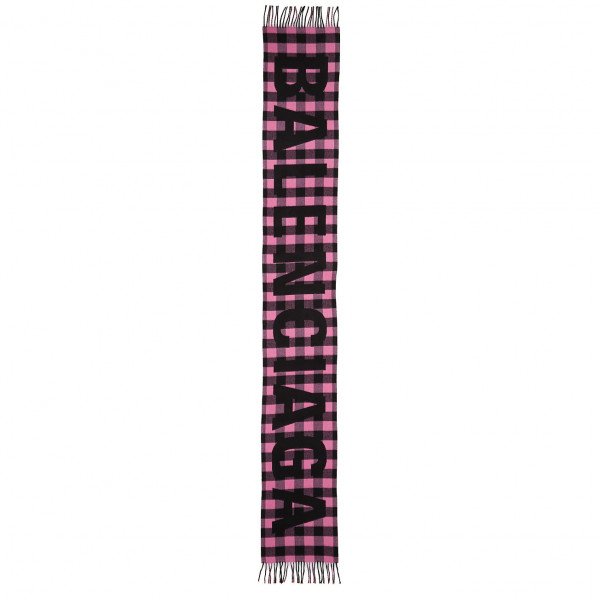 Balenciaga Logo Buffalo Check Wool Scarf