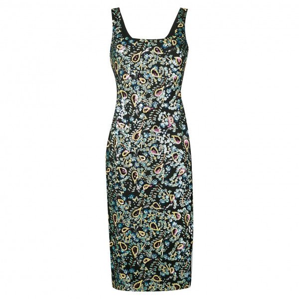 Alexa sequin shop scroll print dress