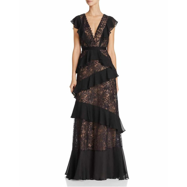 Rent Buy BCBGMAXAZRIA Ruffle Detail Lace Gown MY WARDROBE HQ