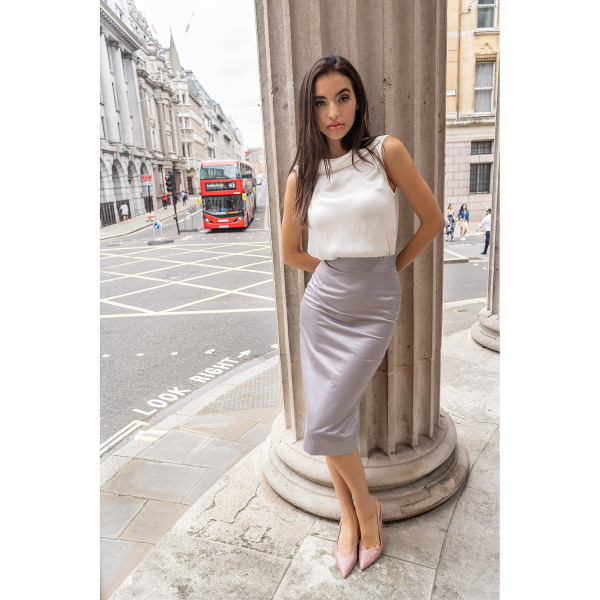 FEMPONIQ Roll Collar Top with Cutaway Neck