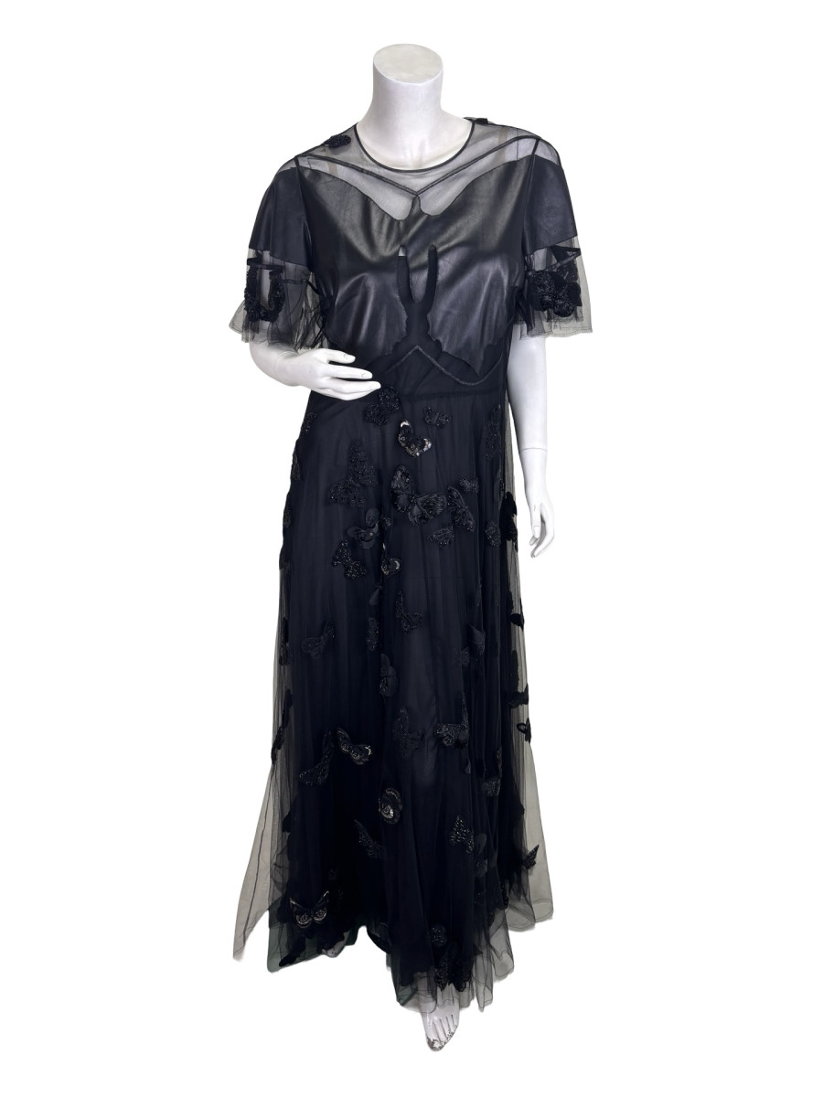 Valentino DC Comics Papillon Noir Embroidered Tulle Gown