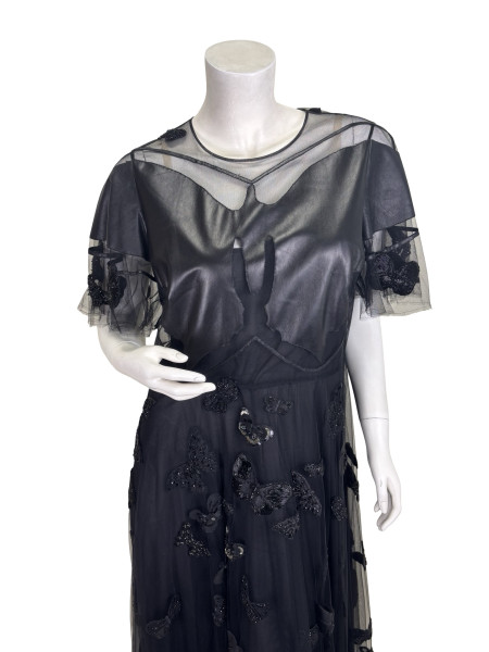 Valentino DC Comics Papillon Noir Embroidered Tulle Gown