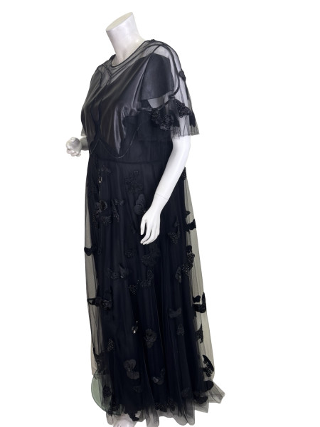 Valentino DC Comics Papillon Noir Embroidered Tulle Gown