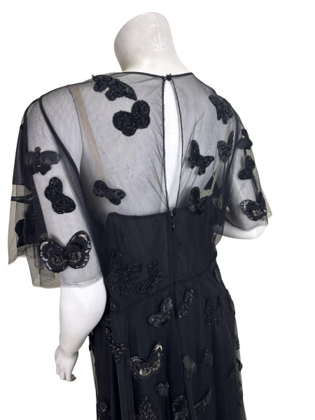 Valentino DC Comics Papillon Noir Embroidered Tulle Gown