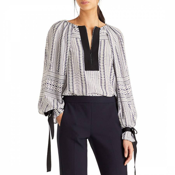 Amanda Wakeley Chevron Print Silk Blouse