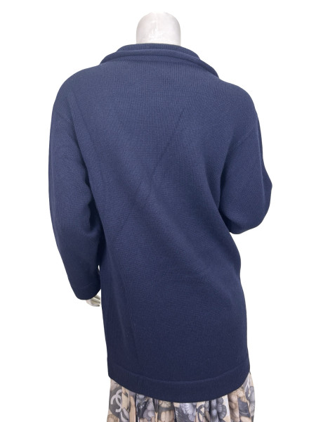 CHANEL V-Neck Navy Sweater