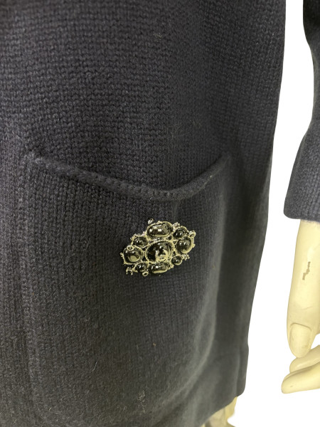 CHANEL V-Neck Navy Sweater