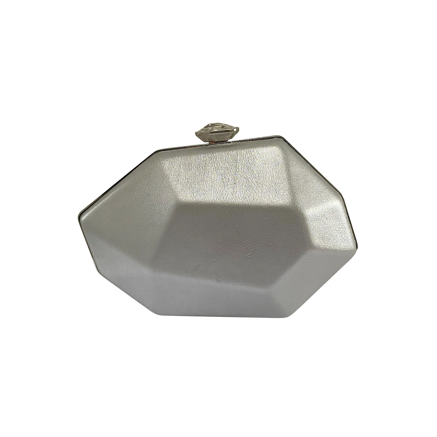 Atelier Swarovski Light green crystal geometric clutch with silver leather contrast