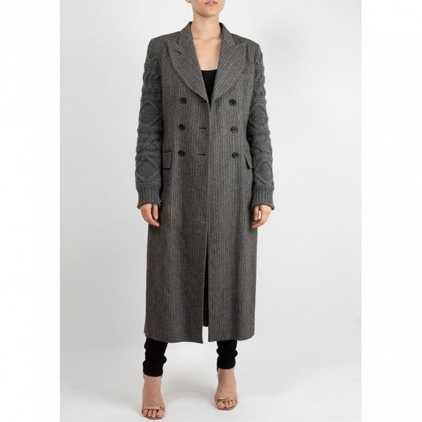 Alexander McQueen Cable Knit-Sleeve Coat