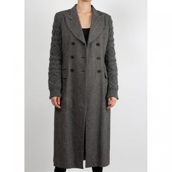 Alexander McQueen Cable Knit-Sleeve Coat