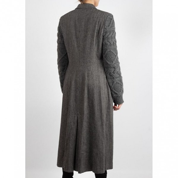 Alexander McQueen Cable Knit-Sleeve Coat