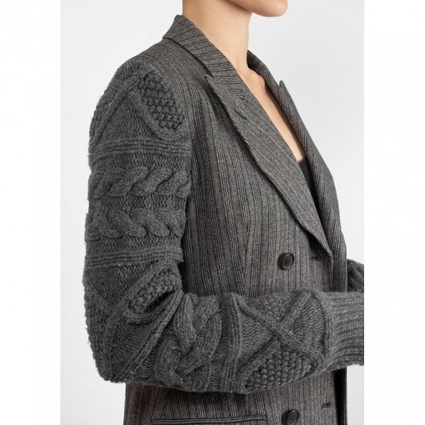 Alexander McQueen Cable Knit-Sleeve Coat