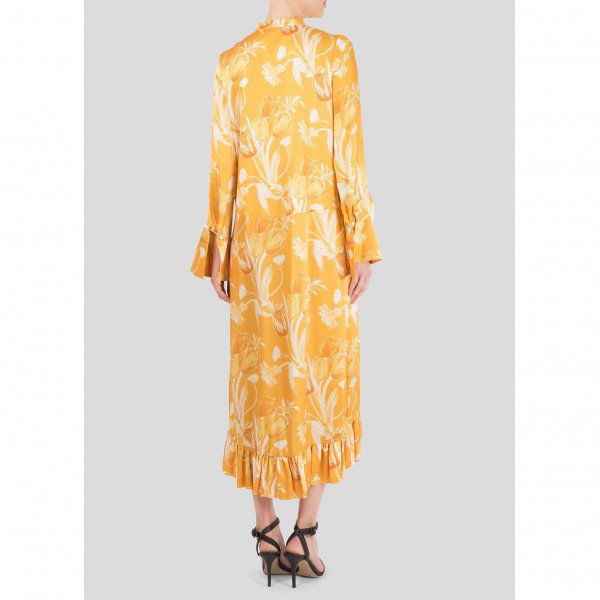 Mother of Pearl Oleta Ruffled Silk-Satin Dress