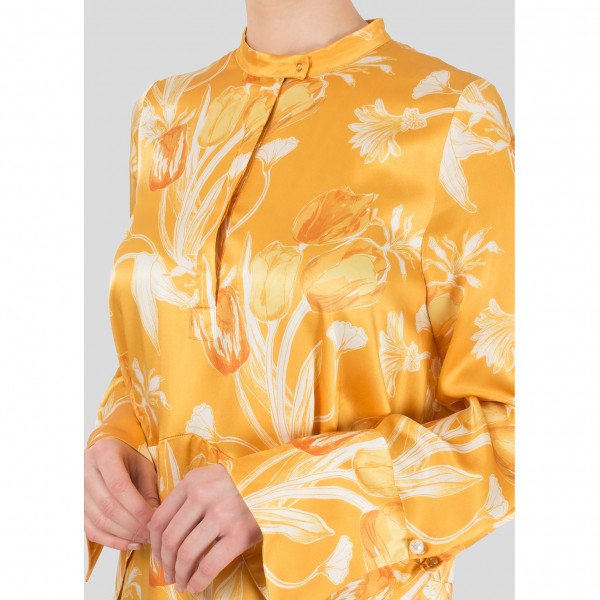 Mother of Pearl Oleta Ruffled Silk-Satin Dress