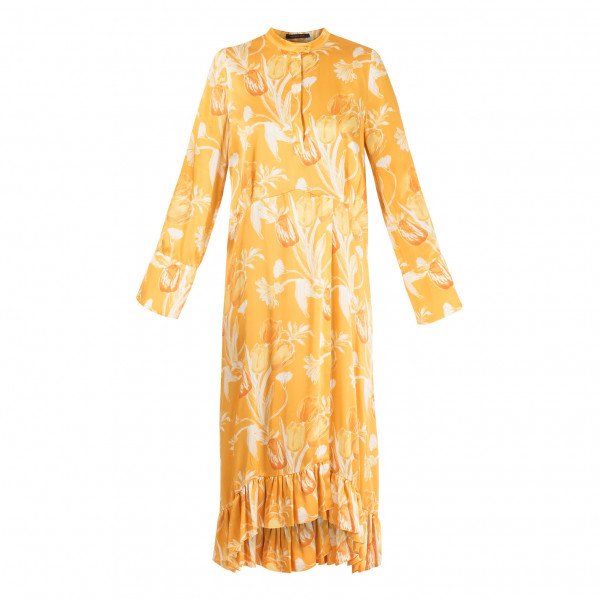 Mother of Pearl Oleta Ruffled Silk-Satin Dress