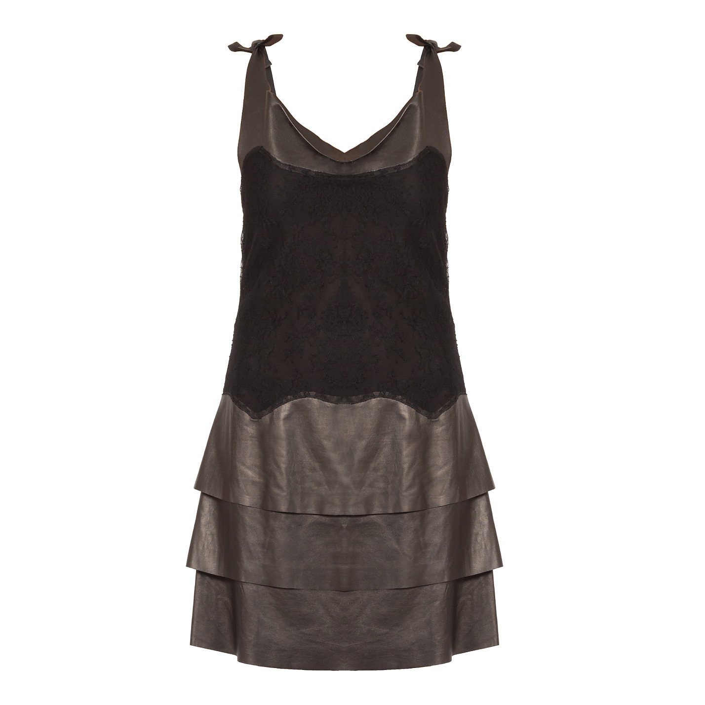Valentino Leather & Lace Mini Dress