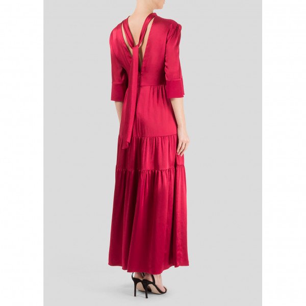 Vilshenko Avelina Tiered Satin Crepe Gown