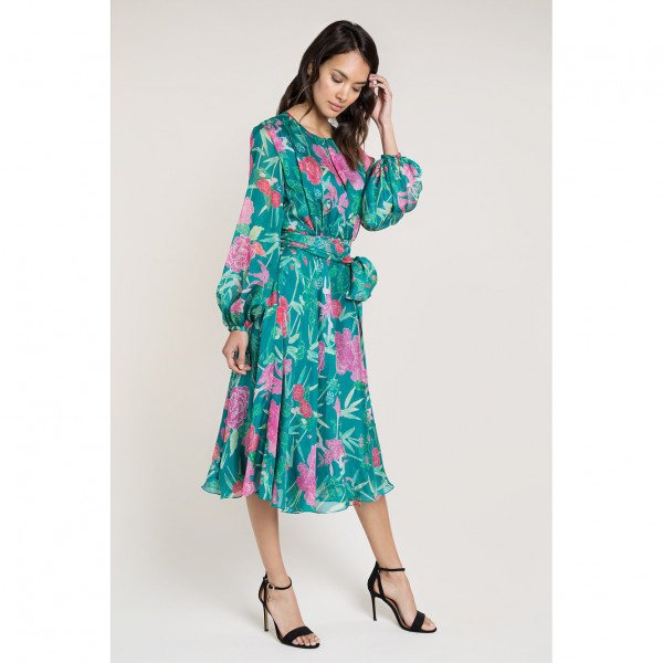 Beulah Nandita Green Floral Dress