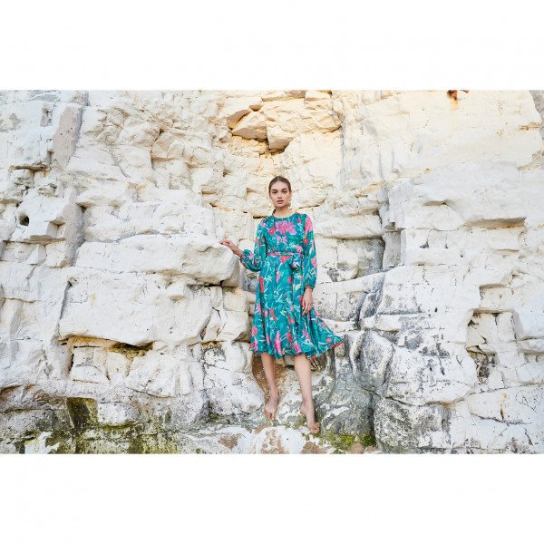 Beulah Nandita Green Floral Dress