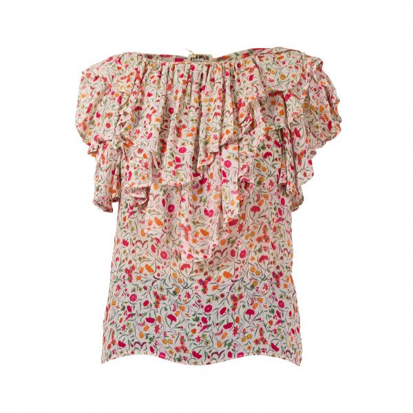 Versace Floral Print Ruffle Top