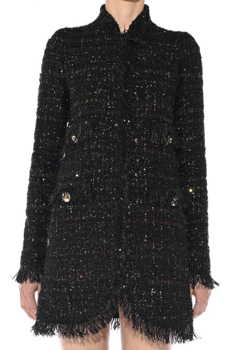 Giambattista Valli Bouclé coat with multicolor sequins