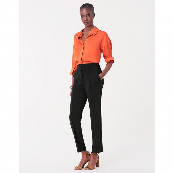 Stretch cotton cropped trousers, length 23.5