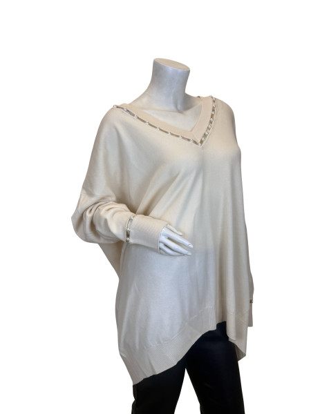 Givenchy V-Neck Pearl-Trim Wool-Cashmere Sweater