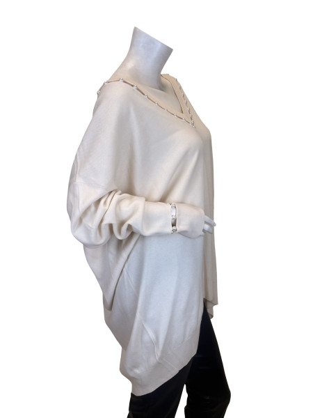 Givenchy V-Neck Pearl-Trim Wool-Cashmere Sweater