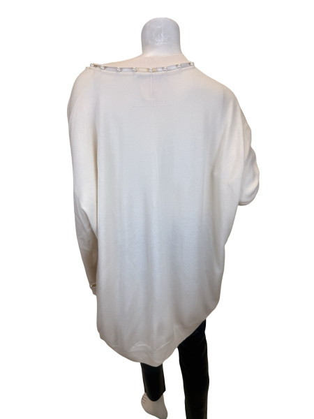 Givenchy V-Neck Pearl-Trim Wool-Cashmere Sweater