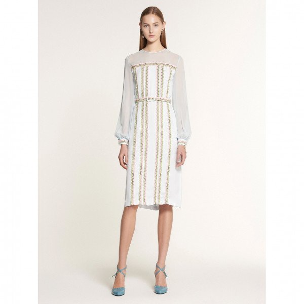 PORTS 1961 Stripe-Print Long Sleeve Dress