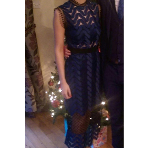 Self-Portrait Blue Lace Sleeveless Dress