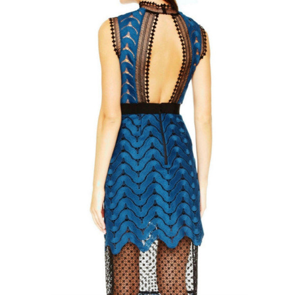 Self-Portrait Blue Lace Sleeveless Dress